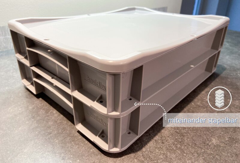 Pizzaballenbox mit Deckel (40 x 30 x 7 cm) Kunststoffbeh&auml;lter f&uuml;r Pizzateig, Stapelbeh&auml;lter, Teigwanne, G&auml;rbox, Teigbox (1x Box mit Deckel)