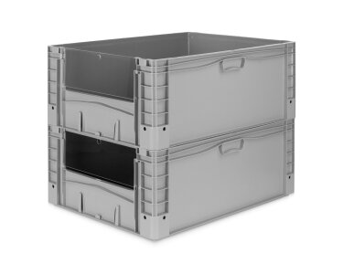 Eurobehälter 800x600x320mm Basicline plus mit Entnahmeklappe Einzelabnahme
