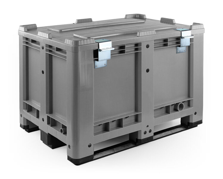 abschließbarer Scharnierdeckel für Palettenbox 1200x800 mm grau