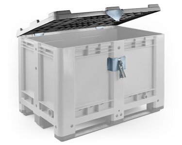 Abschließbarer Scharnierdeckel für Palettenbox 1200x1000 mm grau (ohne Box)