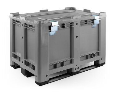 Abschließbarer Scharnierdeckel für Palettenbox 1200x1000 mm grau (ohne Box)