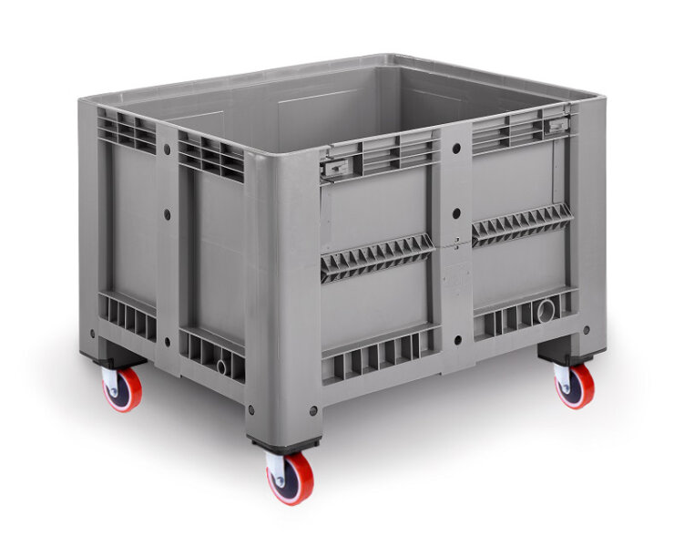Palettenbox 1200x1000x910mm mit Entnahmeklappe und 4 Rollen