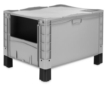 Eurobehälter 800x600x520mm Basicline plus mit Entnahmeöffnung und Füßen Einzelabnahme