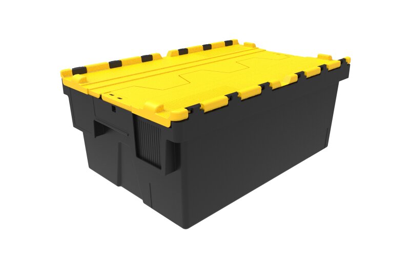 Mehrweg-Stapelbehälter, LxBxH 600 x 400 x 250 mm, schwarz Gelb-Einzelabnahme