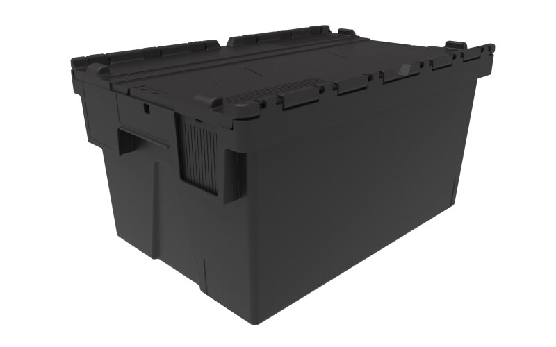 Mehrweg-Stapelbehälter, LxBxH 600 x 400 x 310 mm, schwarz Schwarz-Palettenabnahme