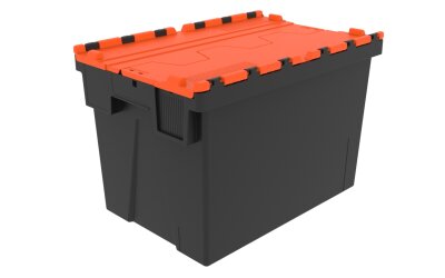 Mehrweg-Stapelbehälter, LxBxH 600 x 400 x 400 mm, schwarz Orange-Einzelabnahme