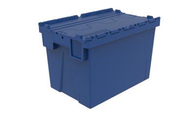 Mehrweg-Stapelbehälter, LxBxH 600 x 400 x 400 mm, blau, Deckel blau Palettenabnahme