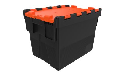 Mehrweg-Stapelbehälter, LxBxH 400 x 300 x 306 mm, schwarz Orange-Palettenabnahme