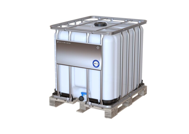 IBC Container 1000L mit UN-Zulassung auf Holzpalette
