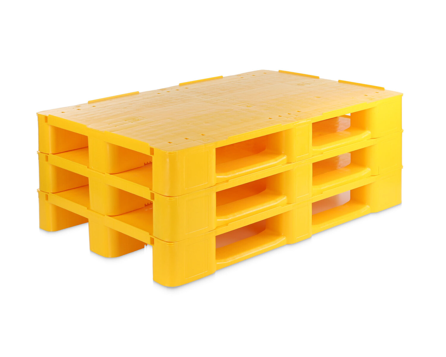 Europalette 1200x800x145 mm geschlossenes Oberdeck und Stahlverstärkung Gelb Stellplatzabnahme (16 Stück)