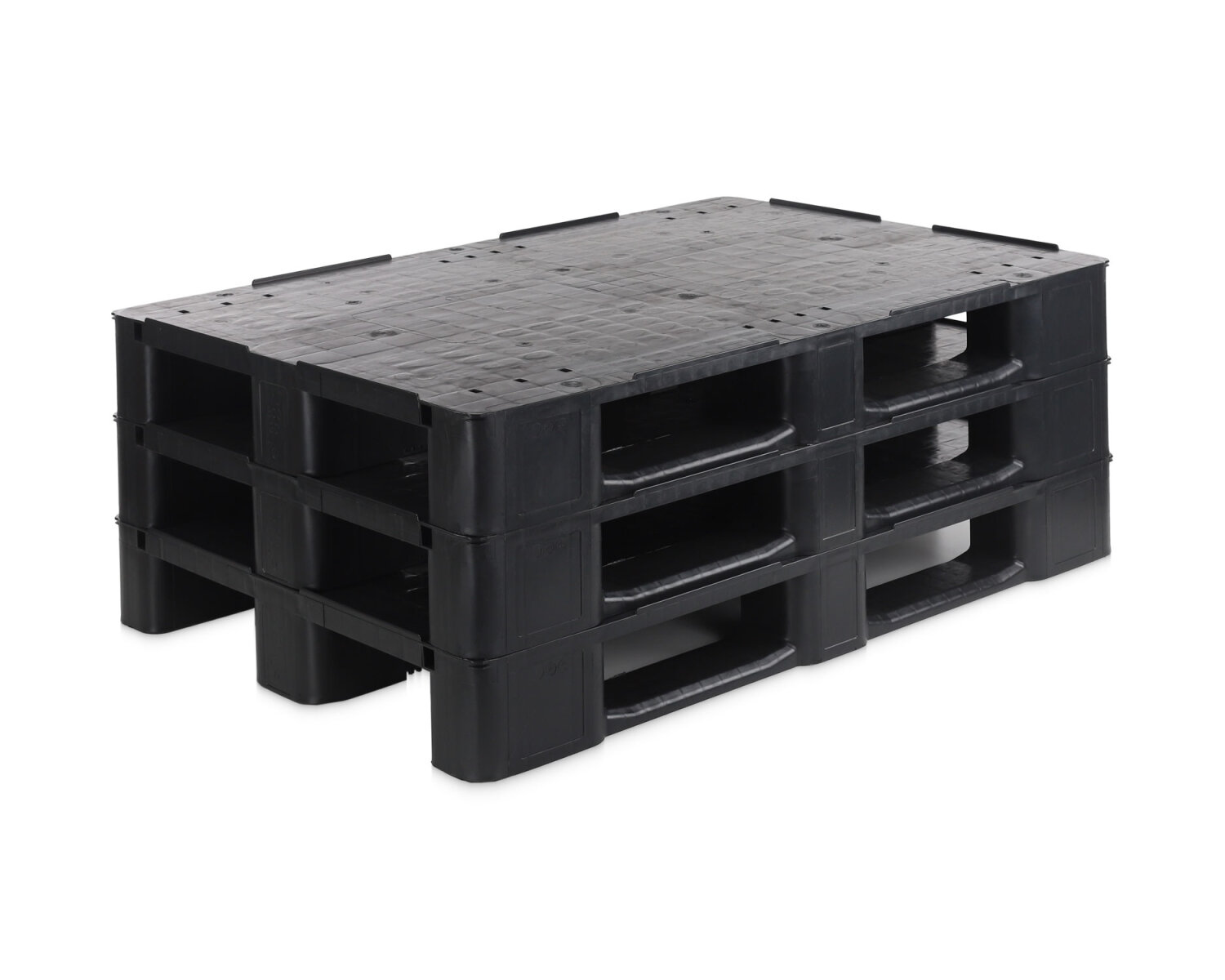 Europalette 1200x800x145 mm geschlossenes Oberdeck und Stahlverstärkung Schwarz Stellplatzabnahme (16 Stück)