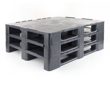 Kunststoffpalette 1200x1000x145mm mit geschlossenem Oberdeck Stahlverstärkt