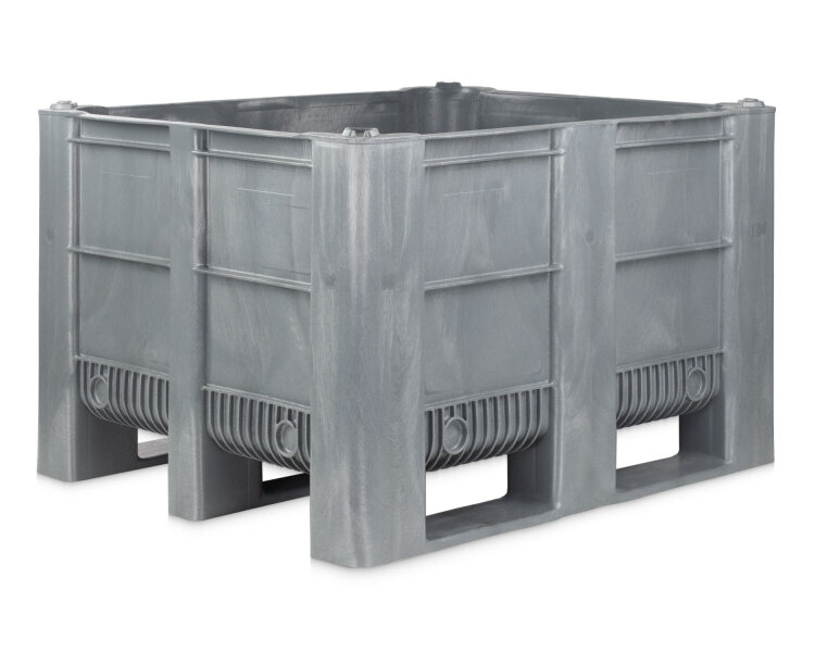 Palettenbox grau 1200x1000x760 mm, 3 Kufen