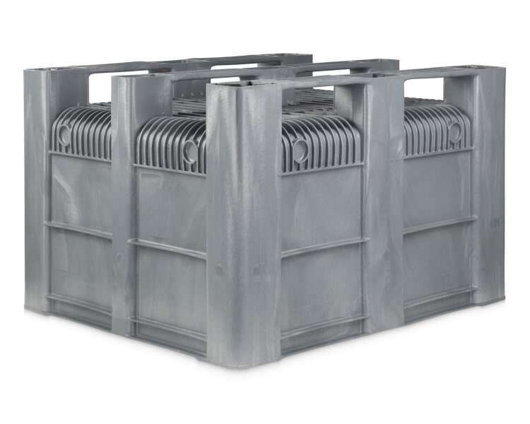 Palettenbox grau 1200x1000x760 mm, 3 Kufen